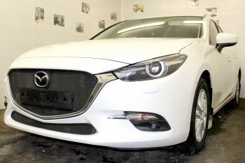 2 799 р. Защитная сетка в бампер (низ, ячейка 3х7 мм) Alfeco Стандарт  Mazda 3/Axela  BM (2016-2019) рестайлинг седан, рестайлинг, хэтчбэк (Чёрная)  с доставкой в г. Екатеринбург. Увеличить фотографию 4