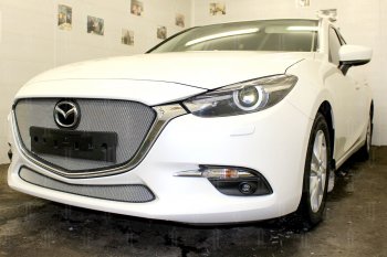 2 899 р. Защитная сетка в бампер (низ, ячейка 3х7 мм) Alfeco Стандарт  Mazda 3/Axela  BM (2016-2019) рестайлинг седан, рестайлинг, хэтчбэк (Хром)  с доставкой в г. Екатеринбург. Увеличить фотографию 4