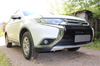 6 999 р. Защитная сетка в бампер (4 части, ячейка 3х7 мм) Alfeco Стандарт Mitsubishi Outlander GF 2-ой рестайлинг (2015-2018) (Чёрная)  с доставкой в г. Екатеринбург. Увеличить фотографию 3