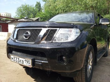 3 399 р. Защитная сетка в бампер (низ, ячейка 3х7 мм) Стрелка11 Стандарт  Nissan Navara  2 D40 - Pathfinder  R51 (Чёрная)  с доставкой в г. Екатеринбург. Увеличить фотографию 2