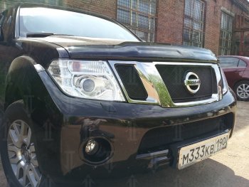 3 399 р. Защитная сетка в бампер (низ, ячейка 3х7 мм) Стрелка11 Стандарт Nissan Pathfinder R51 рестайлинг (2009-2014) (Чёрная)  с доставкой в г. Екатеринбург. Увеличить фотографию 3