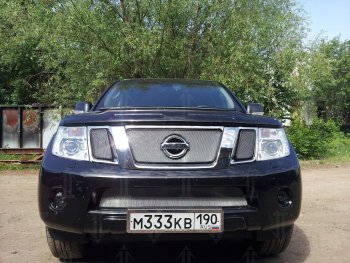 3 589 р. Защитная сетка в бампер (низ, ячейка 3х7 мм) Стрелка11 Стандарт Nissan Navara 2 D40 рестайлинг (2010-2016) (Хром)  с доставкой в г. Екатеринбург. Увеличить фотографию 4