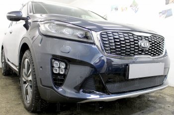 4 199 р. Защитная сетка в бампер (низ, ячейка 4х10 мм) Alfeco Премиум KIA Sorento UM/Prime рестайлинг (2018-2020) (Чёрная)  с доставкой в г. Екатеринбург. Увеличить фотографию 3