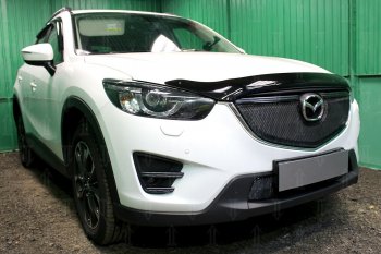 6 599 р. Защитная сетка в бампер (верх, ячейка 4х10 мм) Alfeco Премиум Mazda CX-5 KE рестайлинг (2015-2017) (Чёрная)  с доставкой в г. Екатеринбург. Увеличить фотографию 3