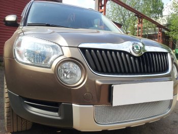 4 299 р. Защитная сетка в бампер (низ, ячейка 4х10 мм) Стрелка11 Премиум Skoda Yeti (2009-2013) (Хром)  с доставкой в г. Екатеринбург. Увеличить фотографию 4