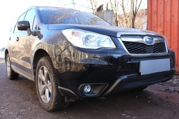 3 599 р. Защитная сетка в бампер (низ, ячейка 4х10 мм) Стрелка11 Премиум Subaru Forester SJ дорестайлинг (2012-2016) (Чёрная)  с доставкой в г. Екатеринбург. Увеличить фотографию 2