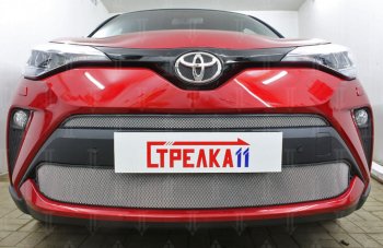 5 549 р. Защитная сетка в бампер (низ, ячейка 4х10 мм) Стрелка11 Премиум Toyota C-HR NGX10, ZGX10 рестайлинг (2019-2024) (Хром)  с доставкой в г. Екатеринбург. Увеличить фотографию 2