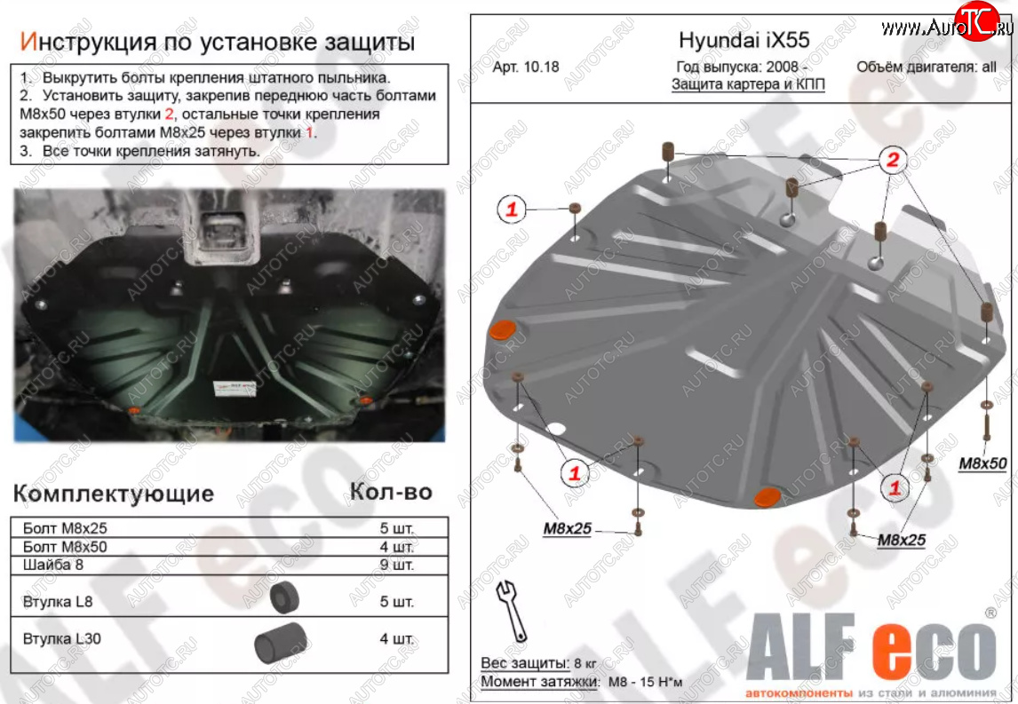 4 999 р. Защита картера двигателя и КПП (V-2,2 CRDI) Alfeco  Hyundai Santa Fe  CM (2009-2012) рестайлинг (Сталь 2 мм)  с доставкой в г. Екатеринбург