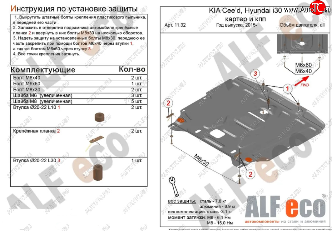 4 999 р. Защита картера двигателя и КПП Alfeco  KIA Cerato  4 BD (2018-2024) дорестайлинг седан, дорестайлинг, хэтчбэк, рестайлинг седан (Сталь 2 мм)  с доставкой в г. Екатеринбург