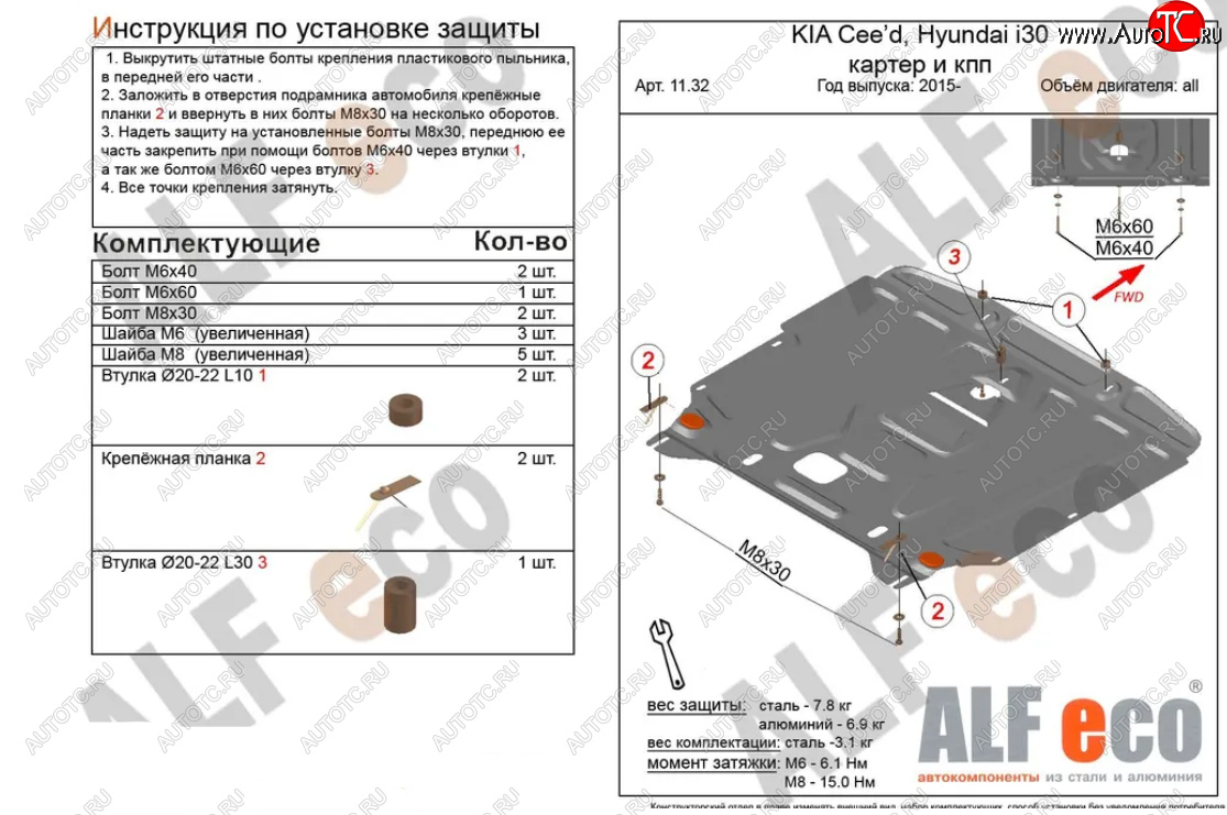 11 199 р. Защита картера двигателя и КПП Alfeco  KIA Cerato  3 YD (2016-2019) рестайлинг седан (Алюминий 3 мм)  с доставкой в г. Екатеринбург