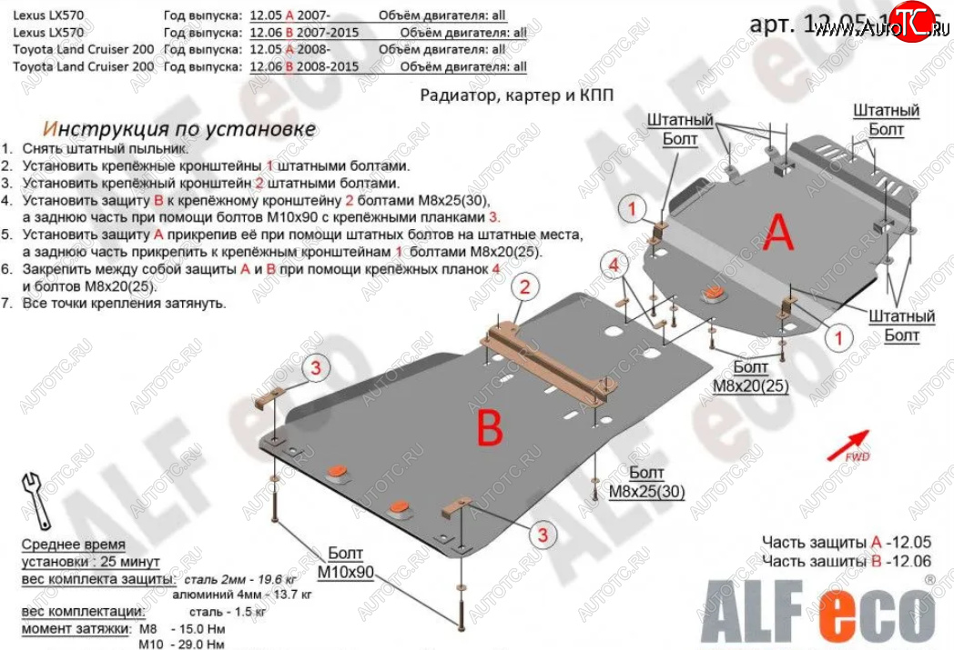 28 999 р. Защита картера, радиатора и КПП (V-5,7, 2 части) Alfeco  Lexus LX570  J200 (2007-2015) дорестайлинг, 1-ый рестайлинг (Алюминий 4 мм)  с доставкой в г. Екатеринбург