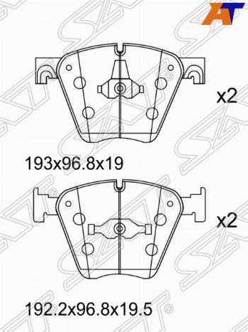 3 899 р. Колодки тормозные SAT (передние)  BMW X6  F16 (2014-2020)  с доставкой в г. Екатеринбург. Увеличить фотографию 1