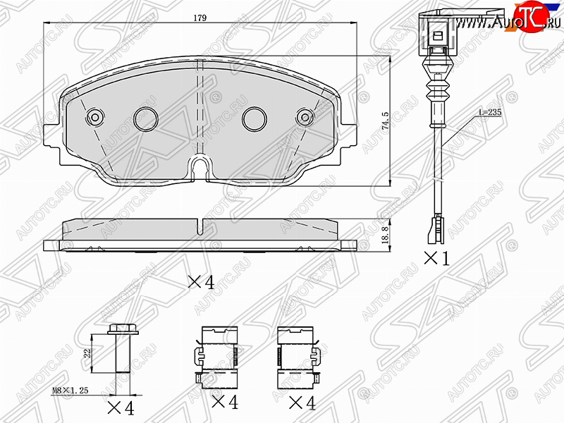 1 699 р. Колодки тормозные SAT (передние)  Volkswagen Teramont  CA1 (2016-2020) дорестайлинг  с доставкой в г. Екатеринбург