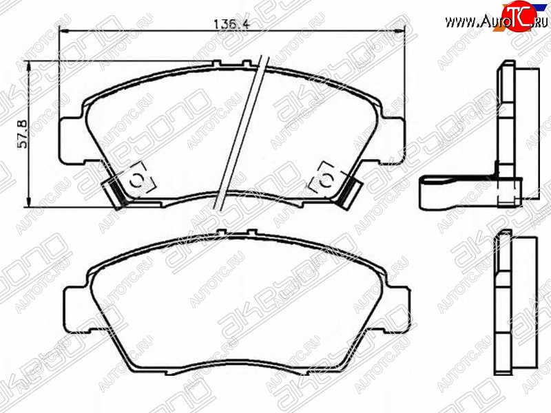 2 879 р. Колодки тормозные AKEBONO (передние)  Honda Civic ( ES,  EU,  EP) - Fit  1  с доставкой в г. Екатеринбург