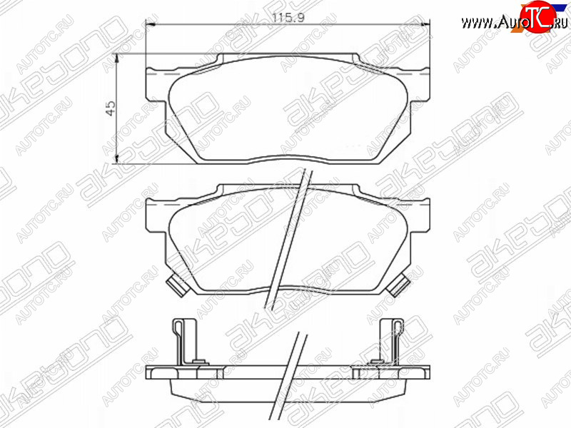 2 499 р. Колодки тормозные AKEBONO (передние)  Honda Fit  1 (2001-2004) GD дорестайлинг  с доставкой в г. Екатеринбург