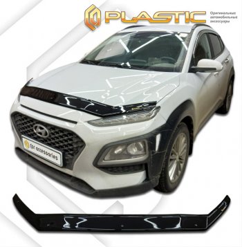 1 999 р. Дефлектор капота CA-Plastic  Hyundai Kona  OS (2017-2021) дорестайлинг (classic черный, без надписи)  с доставкой в г. Екатеринбург. Увеличить фотографию 1