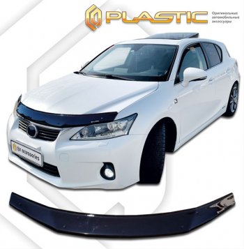 1 899 р. Дефлектор капота CA-Plastic  Lexus CT200h  A10 (2011-2013) дорестайлинг (classic черный, с надписью)  с доставкой в г. Екатеринбург. Увеличить фотографию 1