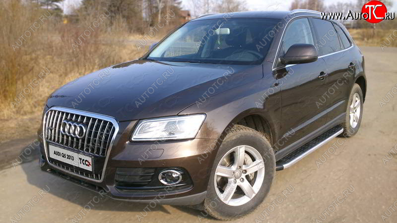 19 999 р. Алюминиевые порожки для ног с пластиковой накладкой TCC Tюнинг Audi Q5 8R рестайлинг (2012-2017) (серый)  с доставкой в г. Екатеринбург