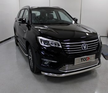 Защита переднего бампера нижняя d60,3 мм ТСС Тюнинг Changan (Чанган) CS75 (ЦС75) (2018-2022) 1-ый рестайлинг  (нержавейка)