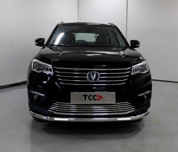 Защита переднего бампера нижняя с ДХО 60,3 мм ТСС Тюнинг Changan (Чанган) CS75 (ЦС75) (2018-2022) 1-ый рестайлинг  (нержавейка)