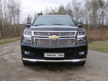 40 649 р. Защита переднего бампера нижняя с ДХО 76,1 мм ТСС Тюнинг  Chevrolet Tahoe ( GMT900,  K2UC) (2006-2021) 5 дв. (нержавейка)  с доставкой в г. Екатеринбург. Увеличить фотографию 1