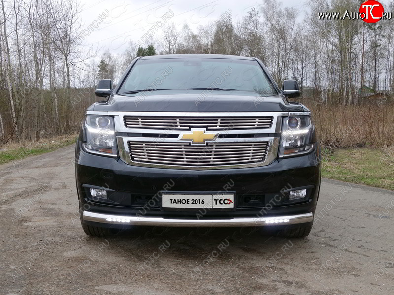 40 649 р. Защита переднего бампера нижняя с ДХО 76,1 мм ТСС Тюнинг  Chevrolet Tahoe ( GMT900,  K2UC) (2006-2021) 5 дв. (нержавейка)  с доставкой в г. Екатеринбург