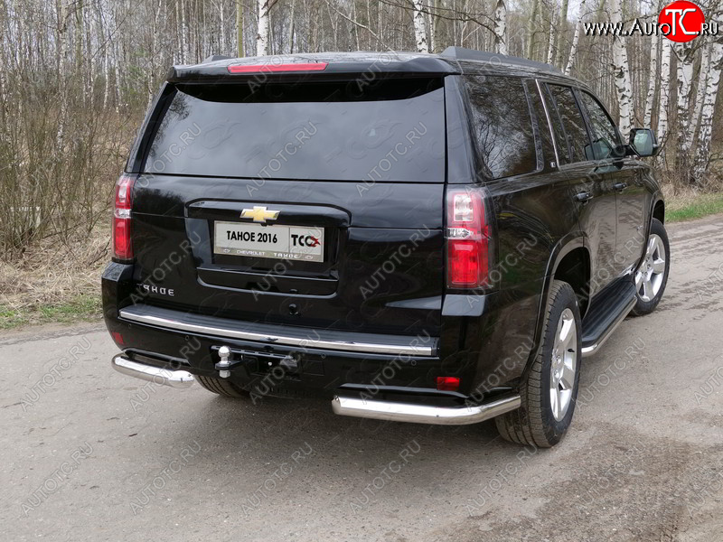 21 799 р. Защита задняя (уголки, нержавейка 76,1 мм) ТСС Тюнинг Chevrolet Tahoe K2UC (2014-2021)  с доставкой в г. Екатеринбург