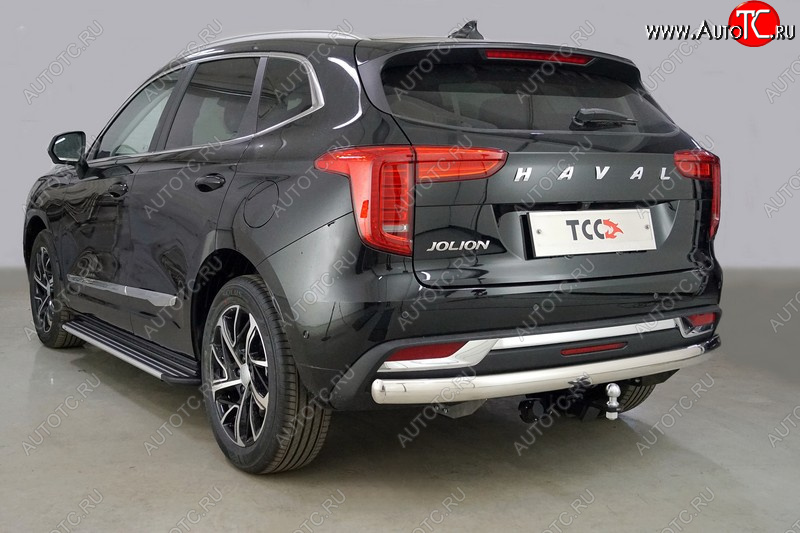 20 999 р. Защита заднего бампера (1.5 2WD, овальная, d75х42 мм) TCC  Haval Jolion (2020-2024) дорестайлинг  с доставкой в г. Екатеринбург