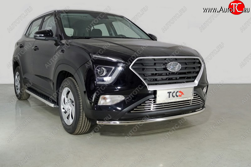 17 799 р. Защита переднего бампера нижняя d42,4 мм ТСС Тюнинг  Hyundai Creta  SU (2020-2022) (нержавейка)  с доставкой в г. Екатеринбург