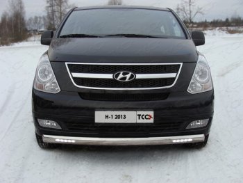 Защита переднего бампера нижняя с ДХО 75х42 мм ТСС Тюнинг Hyundai (Хюндаи) Starex/Grand Starex/H1 (старекс)  TQ (2014-2018) TQ рестайлинг  (нержавейка)