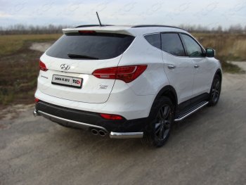 Защита заднего бампера (уголки, d75х42 мм) TCC Hyundai (Хюндаи) Santa Fe (Санта)  DM (2012-2019) DM дорестайлинг, рестайлинг