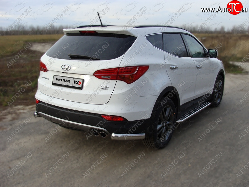 13 499 р. Защита заднего бампера (уголки, d75х42 мм) TCC Hyundai Santa Fe DM дорестайлинг (2012-2016)  с доставкой в г. Екатеринбург