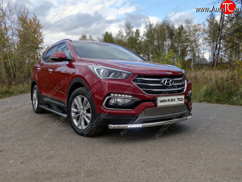 36 999 р. Защита переднего бампера нижняя с ДХО 60,3 мм ТСС Тюнинг Hyundai Santa Fe DM рестайлинг (2015-2019) (нержавейка)  с доставкой в г. Екатеринбург