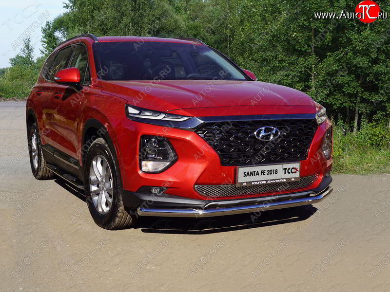 18 699 р. Защита переднего бампера нижняя d60,3 мм ТСС Тюнинг Hyundai Santa Fe TM дорестайлинг (2018-2021) (нержавейка)  с доставкой в г. Екатеринбург