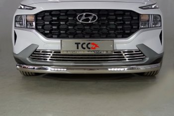 Защита передняя нижняя овальная с ДХО 75х42 мм ТСС Тюнинг Hyundai Santa Fe TM рестайлинг (2020-2022)  (нержавейка)