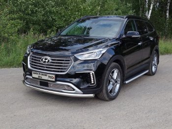 19 999 р. Пороги алюминиевые с пластиковой накладкой ТСС Тюнинг  Hyundai Grand Santa Fe  1 DM (2016-2018) рестайлинг (серые)  с доставкой в г. Екатеринбург. Увеличить фотографию 1