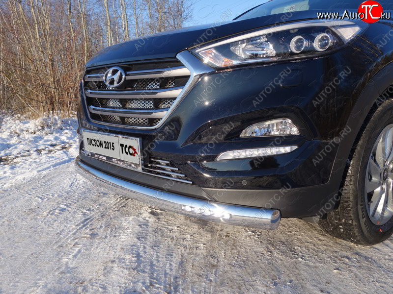 43 849 р. Защита передняя нижняя овальная с ДХО 75х42 мм ТСС Тюнинг Hyundai Tucson TL дорестайлинг (2015-2018) (нержавейка)  с доставкой в г. Екатеринбург