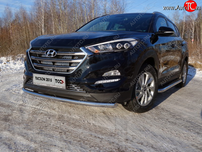 18 699 р. Защита переднего бампера нижняя d60,3 мм ТСС Тюнинг Hyundai Tucson TL дорестайлинг (2015-2018) (нержавейка)  с доставкой в г. Екатеринбург