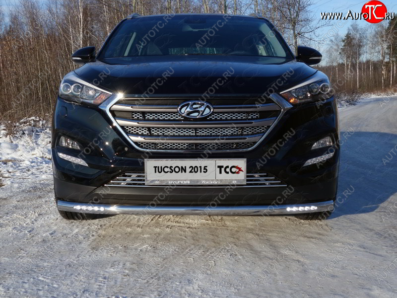 38 949 р. Защита переднего бампера нижняя с ДХО 60,3 мм ТСС Тюнинг Hyundai Tucson TL дорестайлинг (2015-2018) (нержавейка)  с доставкой в г. Екатеринбург