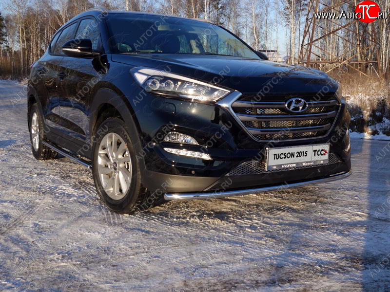 16 899 р. Защита переднего бампера нижняя d42,4 мм ТСС Тюнинг Hyundai Tucson TL дорестайлинг (2015-2018) (нержавейка)  с доставкой в г. Екатеринбург