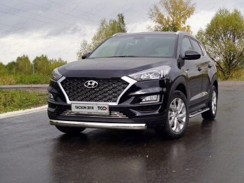 Защита переднего бампера овальная 75х42 мм ТСС Тюнинг Hyundai Tucson TL рестайлинг (2018-2021)  (нержавейка)