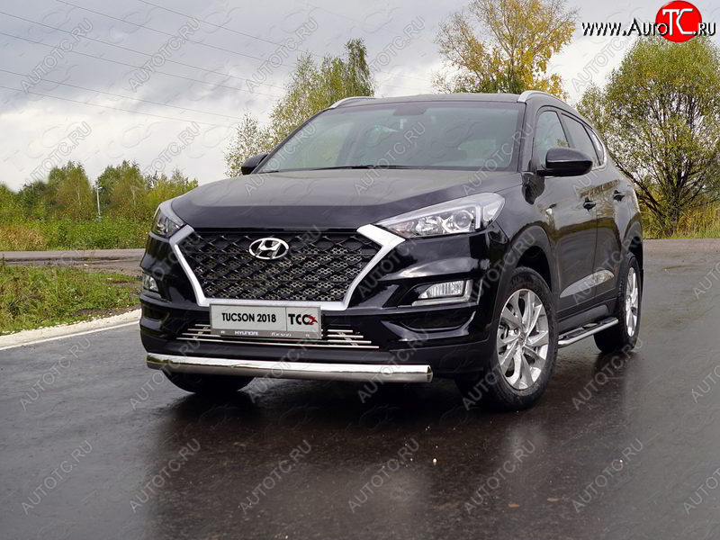 21 899 р. Защита переднего бампера овальная 75х42 мм ТСС Тюнинг Hyundai Tucson TL рестайлинг (2018-2021) (нержавейка)  с доставкой в г. Екатеринбург