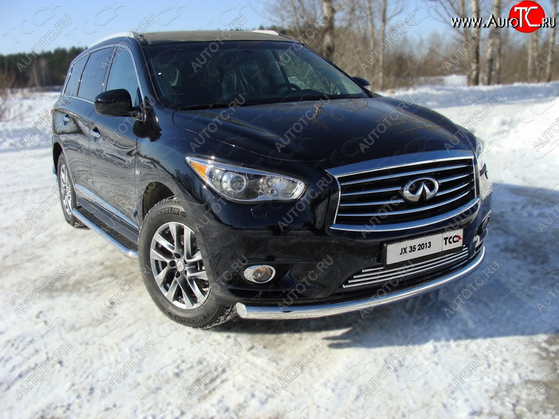 23 999 р. Защита переднего бампера нижняя 76,1 мм ТСС Тюнинг INFINITI QX60 L50 дорестайлинг (2013-2016) (нержавейка)  с доставкой в г. Екатеринбург