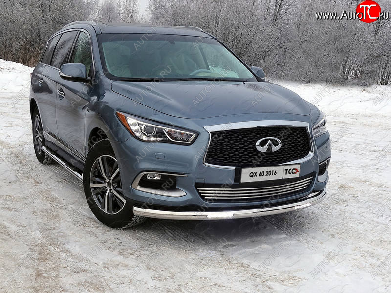 40 649 р. Защита переднего бампера нижняя с ДХО 76,1 мм ТСС Тюнинг INFINITI QX60 L50 рестайлинг (2016-2021) (нержавейка)  с доставкой в г. Екатеринбург