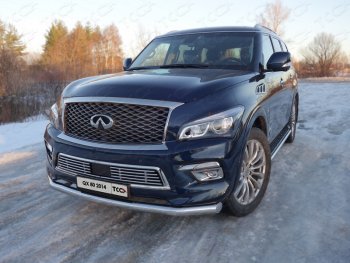 26 699 р. Защита переднего бампера нижняя d76,1 мм ТСС Тюнинг  INFINITI QX80  Z62 (2014-2018) 1-ый рестайлинг (нержавейка)  с доставкой в г. Екатеринбург. Увеличить фотографию 1