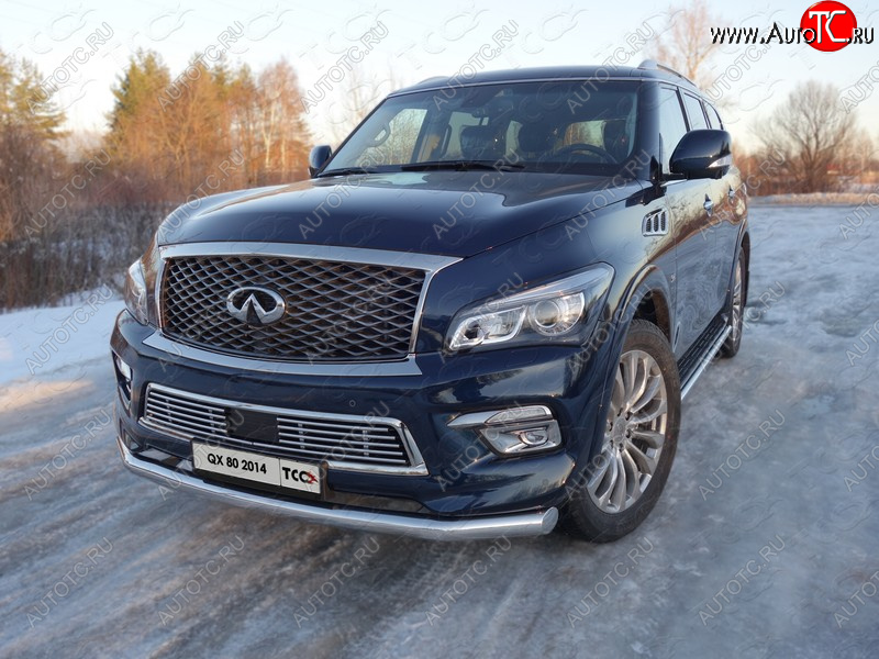 26 699 р. Защита переднего бампера нижняя d76,1 мм ТСС Тюнинг  INFINITI QX80  Z62 (2014-2018) 1-ый рестайлинг (нержавейка)  с доставкой в г. Екатеринбург