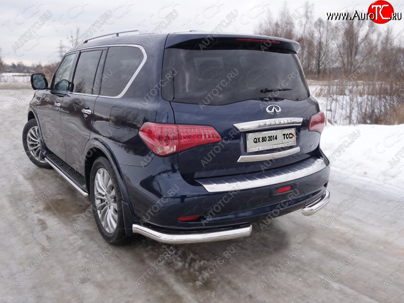 29 999 р. Защита задняя (уголки, нержавейка 76,1 мм) ТСС Тюнинг INFINITI QX80 Z62 1-ый рестайлинг (2014-2018)  с доставкой в г. Екатеринбург