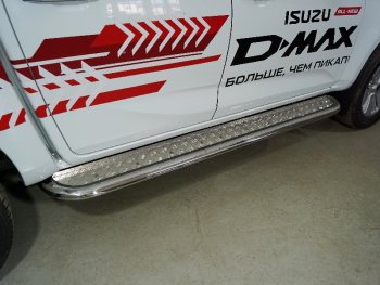 47 999 р. Пороги с площадкой 75х42 мм ТСС Тюнинг Isuzu D-Max RG DoubleCab (2020-2023) (серые)  с доставкой в г. Екатеринбург. Увеличить фотографию 1