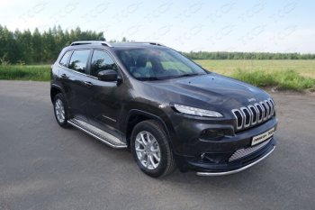 Защита переднего бампера нижняя d60,3 мм ТСС Тюнинг Jeep (Джип) Cherokee (Чироки)  KL (2014-2017) KL дорестайлинг  (нержавейка)