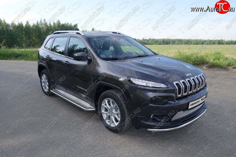 17 649 р. Защита переднего бампера нижняя d60,3 мм ТСС Тюнинг Jeep Cherokee KL дорестайлинг (2014-2017) (нержавейка)  с доставкой в г. Екатеринбург